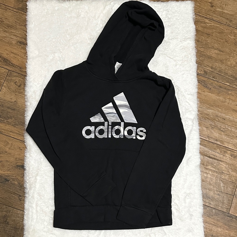 Adidas Black and White Logo Hoodie